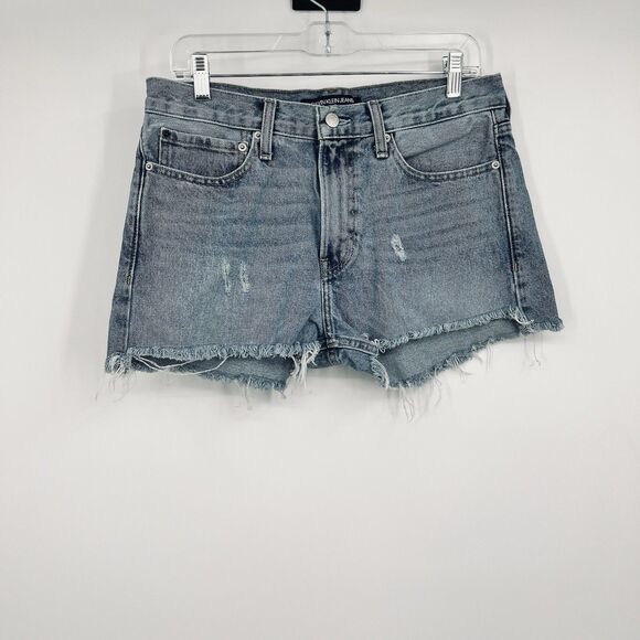 Calvin Klein Jeans Cut-Off Short Women's 31 Blue High Rise Raw Hem Distressed - Picture 1 of 13